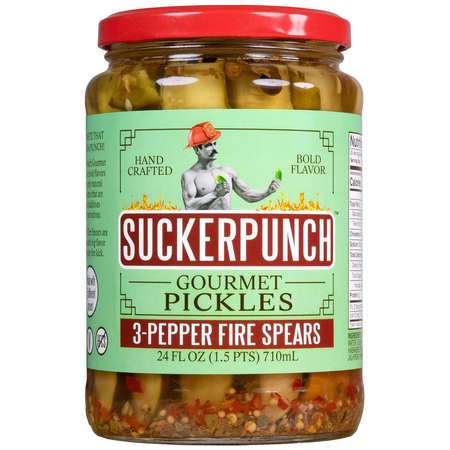SUCKER PUNCH 3 Pepper Fire Pickle Spears 24 oz., PK6 SPSF-6501